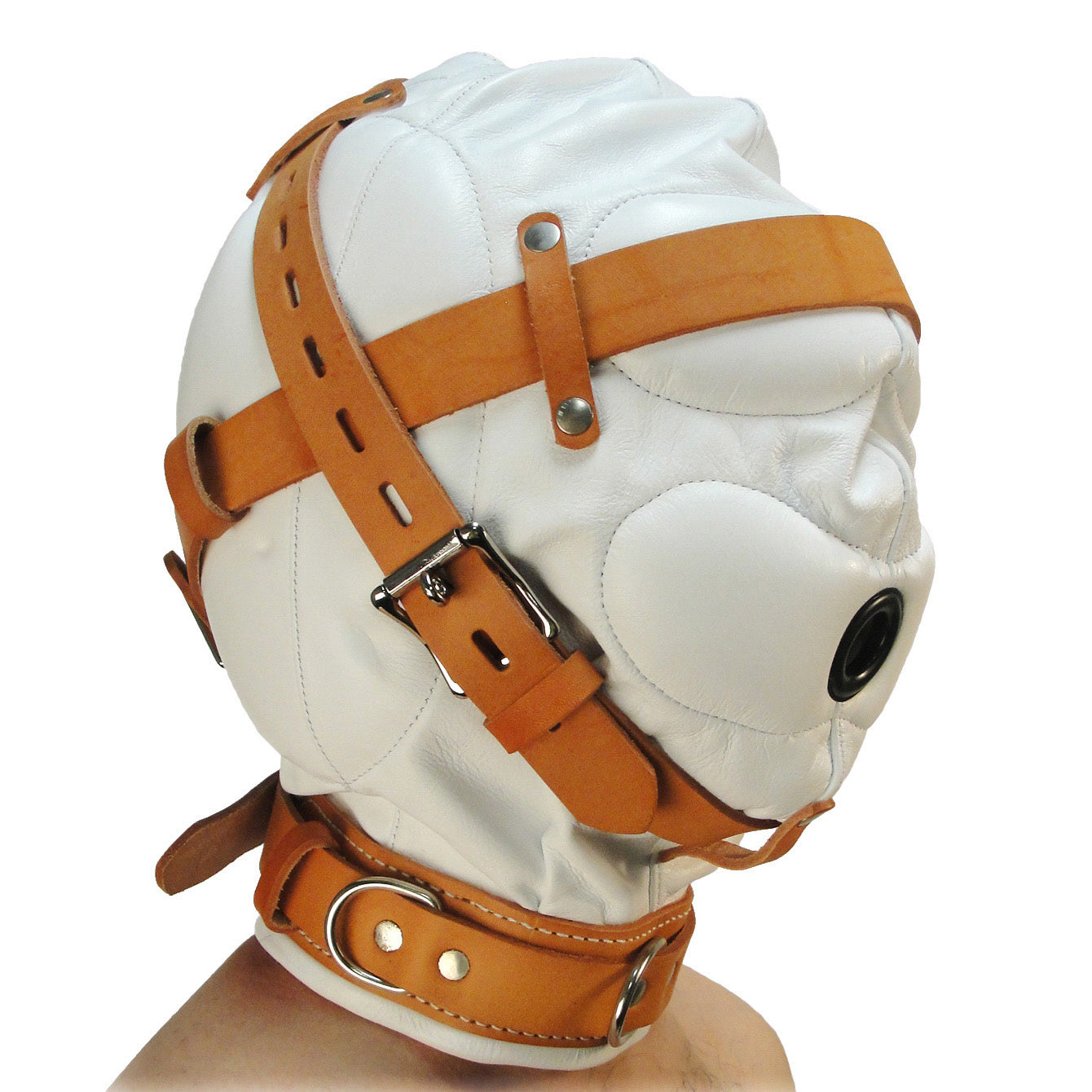 Total Sensory Deprivation White Leather Hood