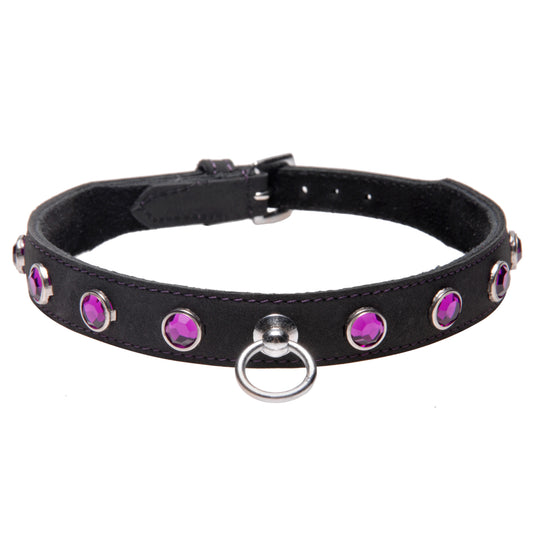 Leather Rhinestone Collar