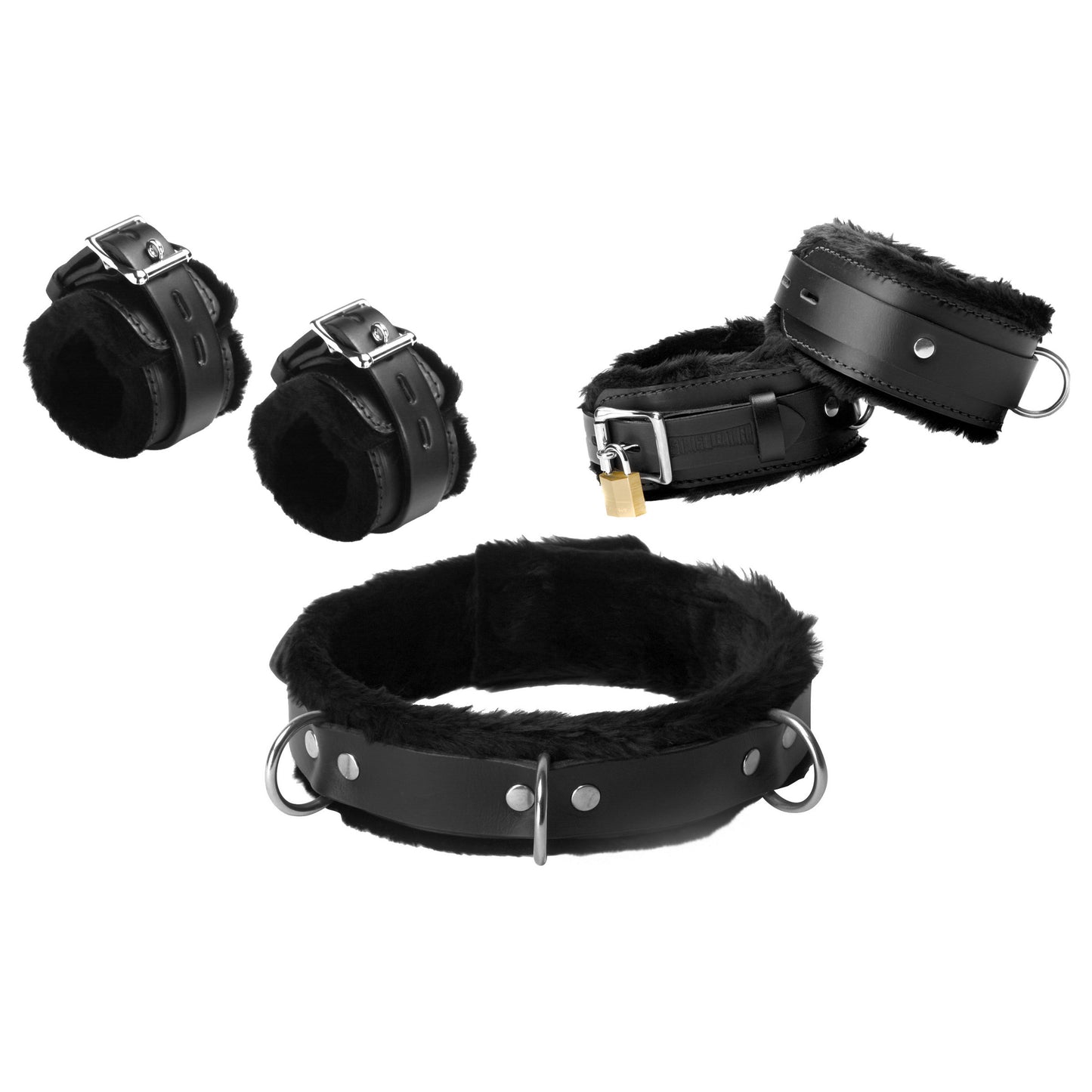 Fur Lined Leather Bondage Essentials Kit