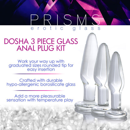 Dosha 3 Piece Glass Anal Plug Kit