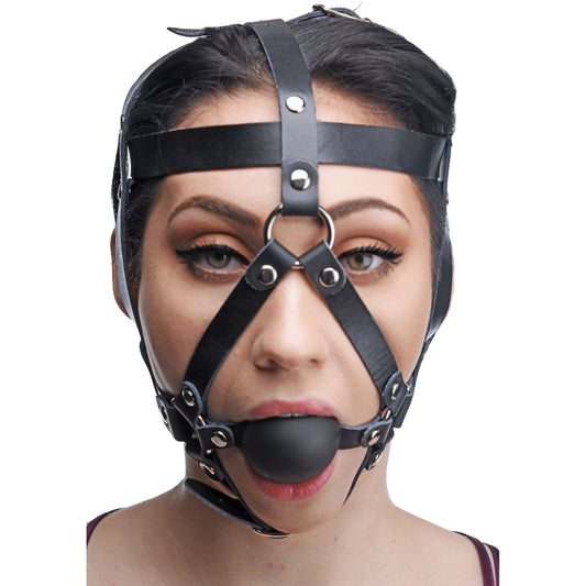 Leather Head Harness With Ball Gag