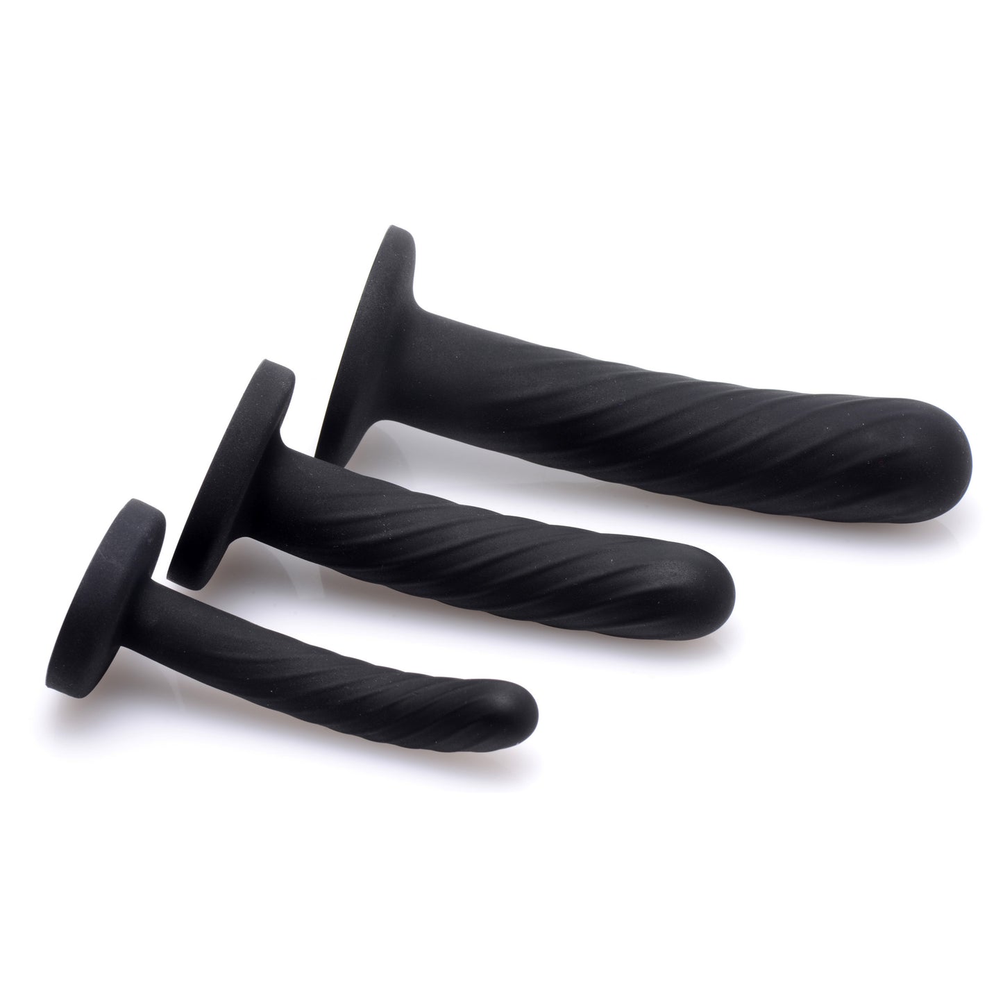 Trinity Strap-on Silicone 3 Piece Dildo Set - Black