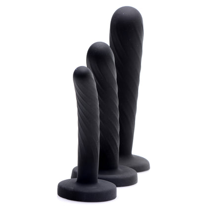 Trinity Strap-on Silicone 3 Piece Dildo Set - Black