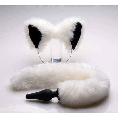 White Fox Tail Anal Plug And Ears Set