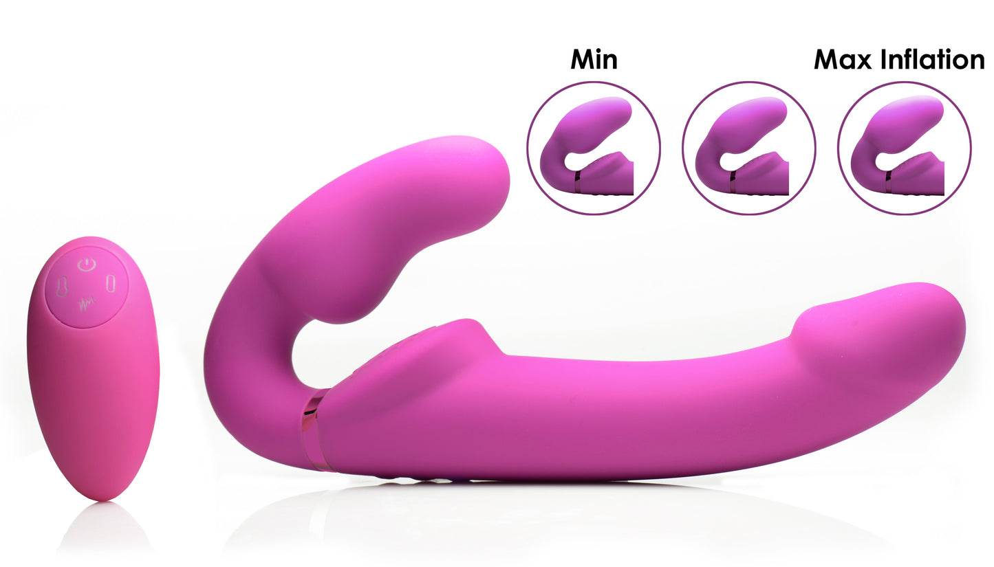 Worlds First Remote Control Inflatable Vibrating Silicone Ergo Fit Strapless Strap-on