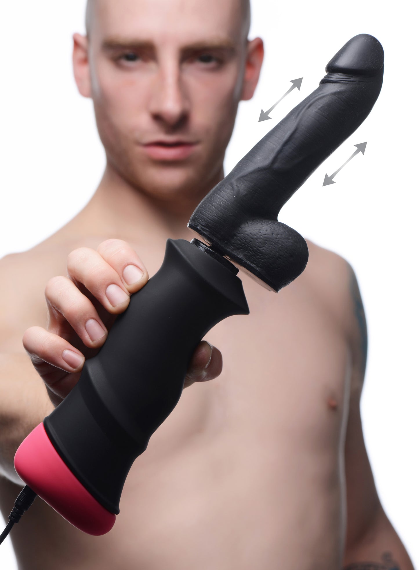 Mega-pounder Hand-held Thrusting Silicone Dildo