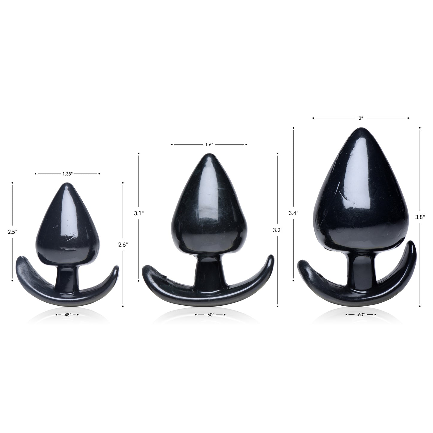 Triple Spades 3 Piece Anal Plug Set