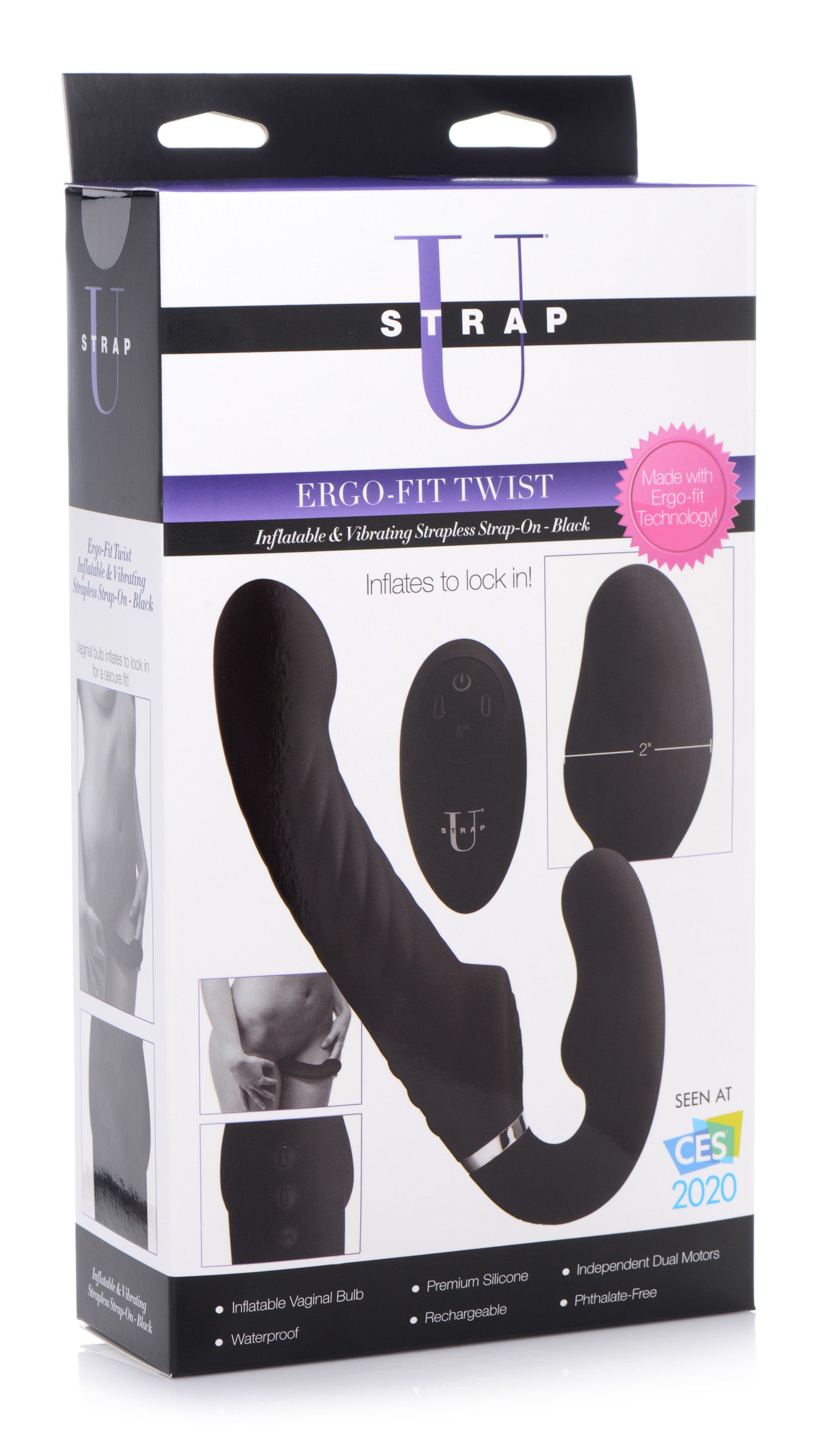 Ergo-fit Twist Inflatable Vibrating Silicone Strapless Strap-on