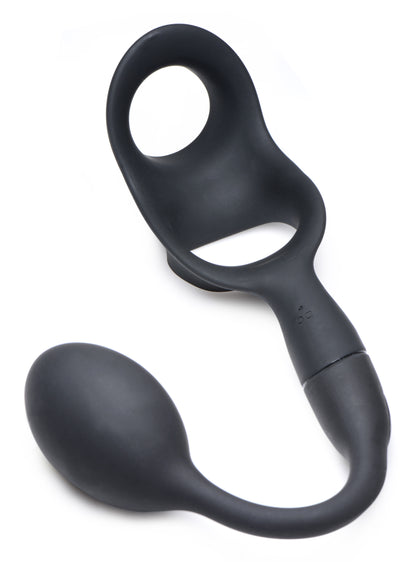 10x P-bomb Silicone Cock And Ball Ring With Vibrating Anal Plug