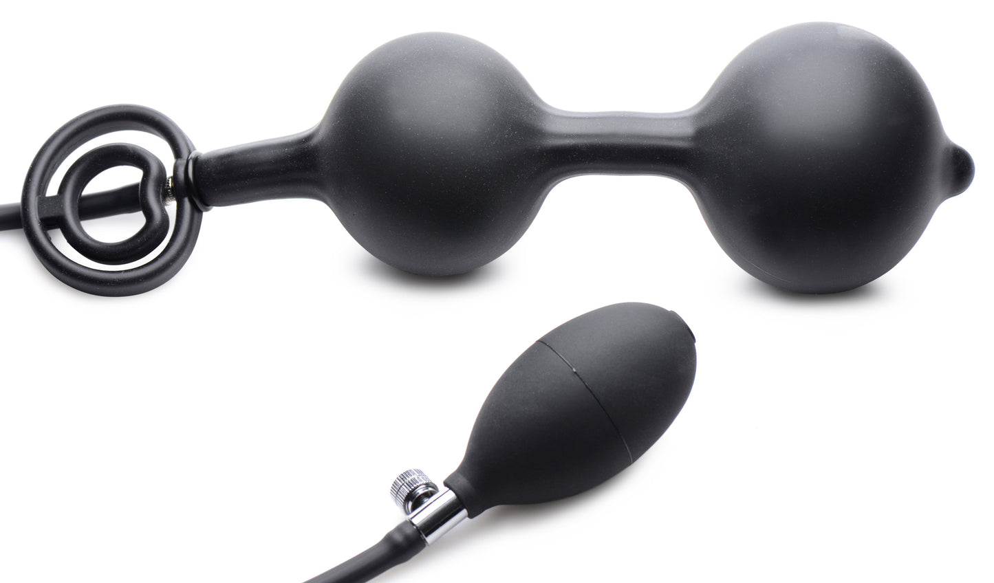 Devils Rattle Inflatable Silicone Anal Plug With Cock And Ball Ring