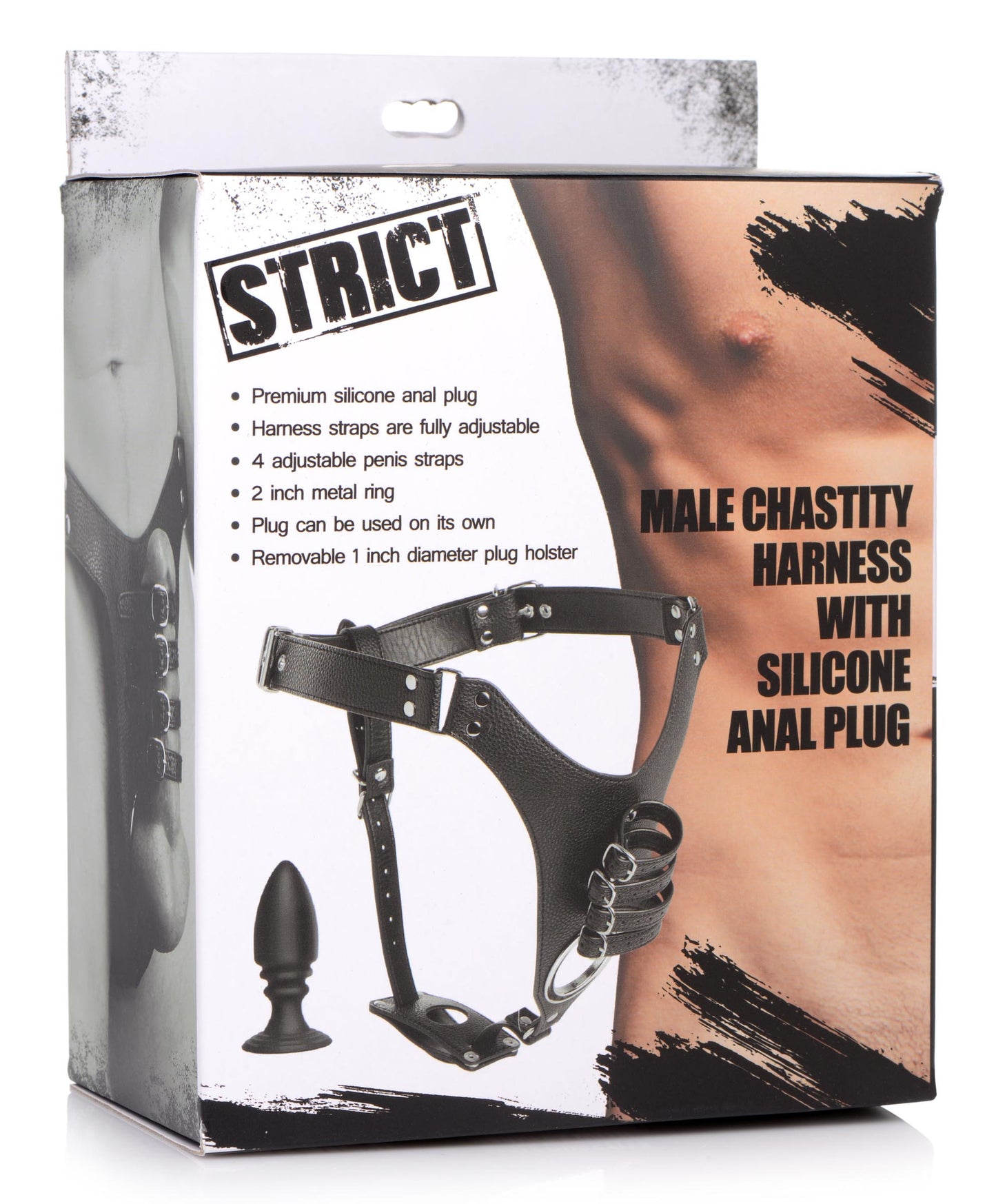 Male Chastity Harness With Silicone Anal Plug