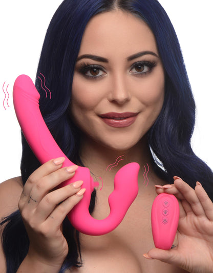 Licking And Vibrating Strapless Strap-on With Remote Control