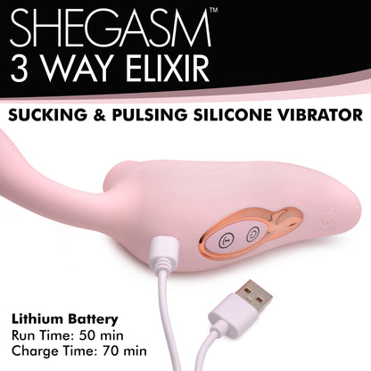 3 Way Elixir Sucking And Pulsing Vibrator