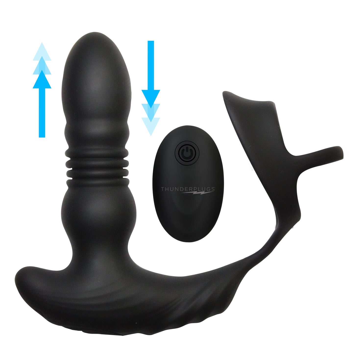 Thrusting Vibrator With Cock And Ball Ring And Remote