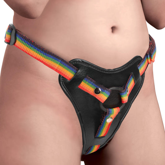 Rainbow Strap On Harness With Silicone O-rings