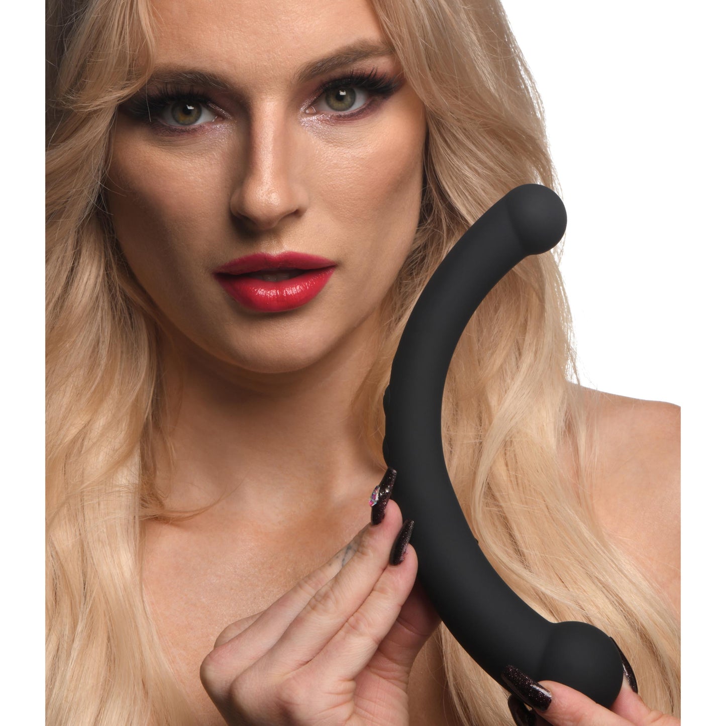 10x Vibra-crescent Vibrating Silicone Dual-ended Dildo -