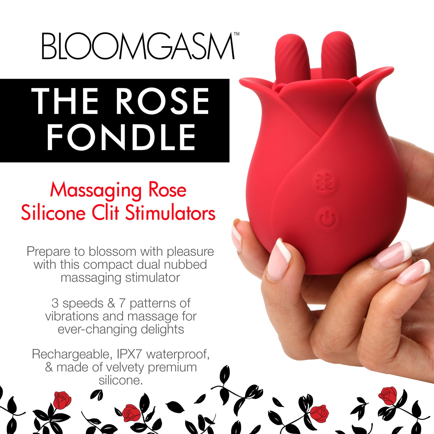 10x Fondle Massaging Rose Silicone Clit Stimulators