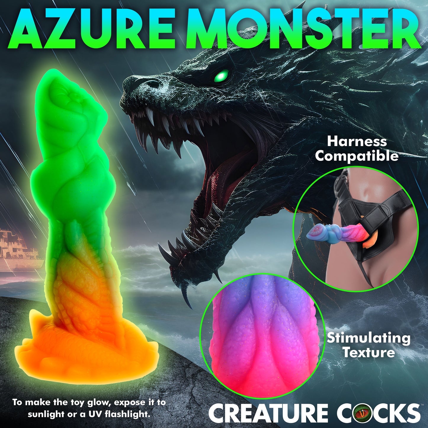 Aqua-cock Glow-in-the-dark Silicone Dildo