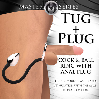 Tug And Plug Cock And Ball Ring With Anal Plug