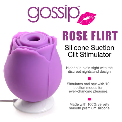 10x Rose Flirt Silicone Clitoral Stimulator