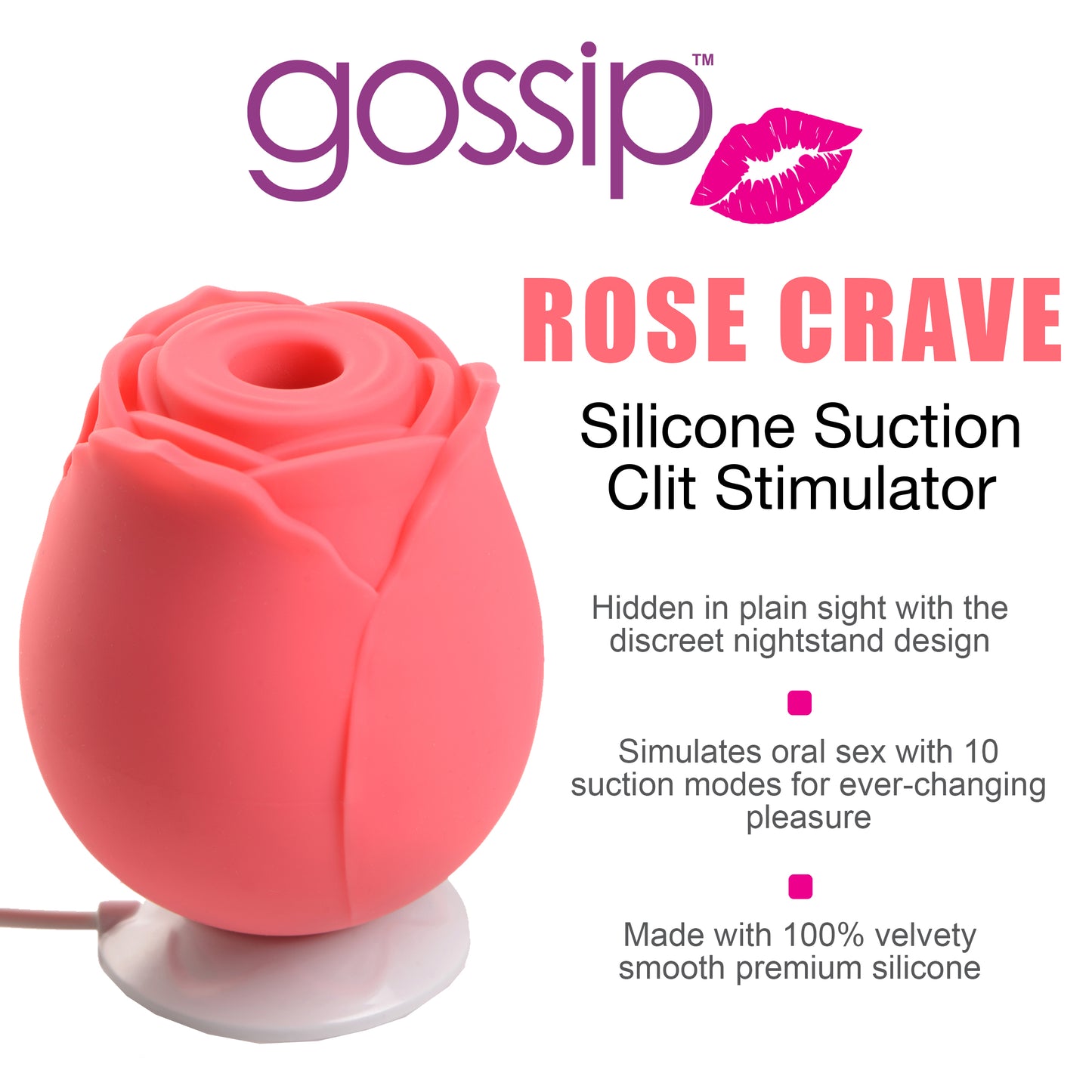 10x Rose Crave Silicone Clitoral Stimulator