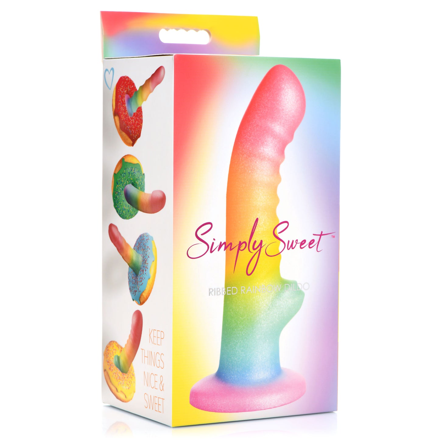 Ribbed Rainbow Silicone Dildo