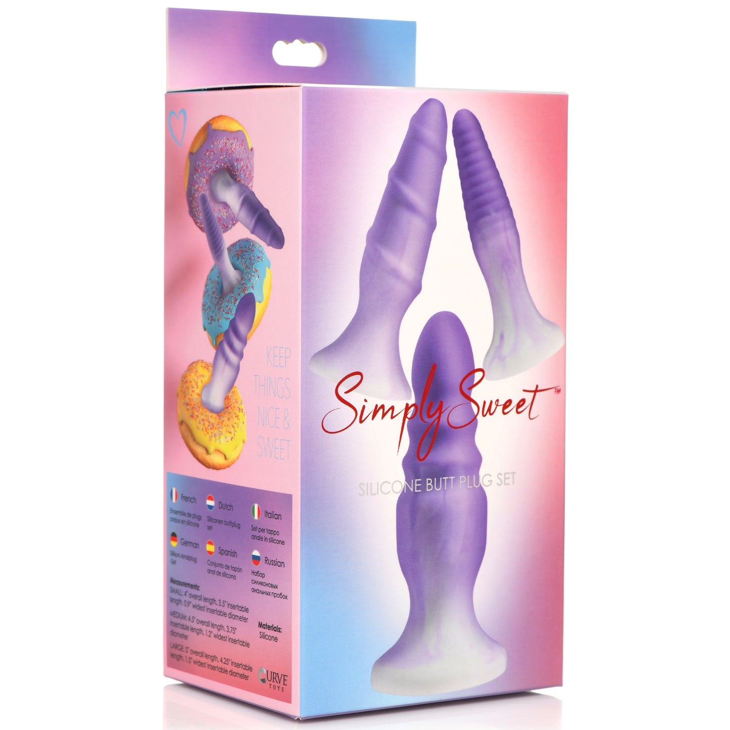 3 Piece Silicone Butt Plug Set - Purple