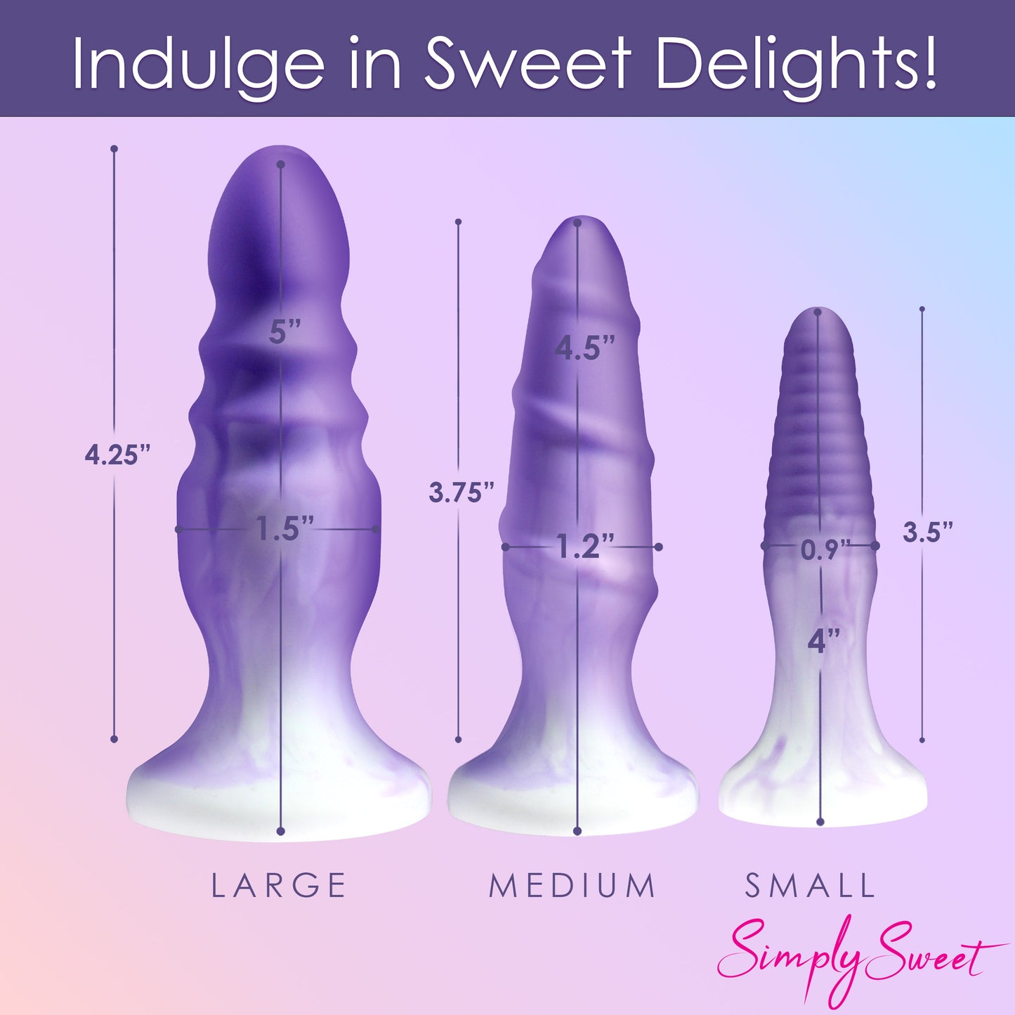 3 Piece Silicone Butt Plug Set - Purple