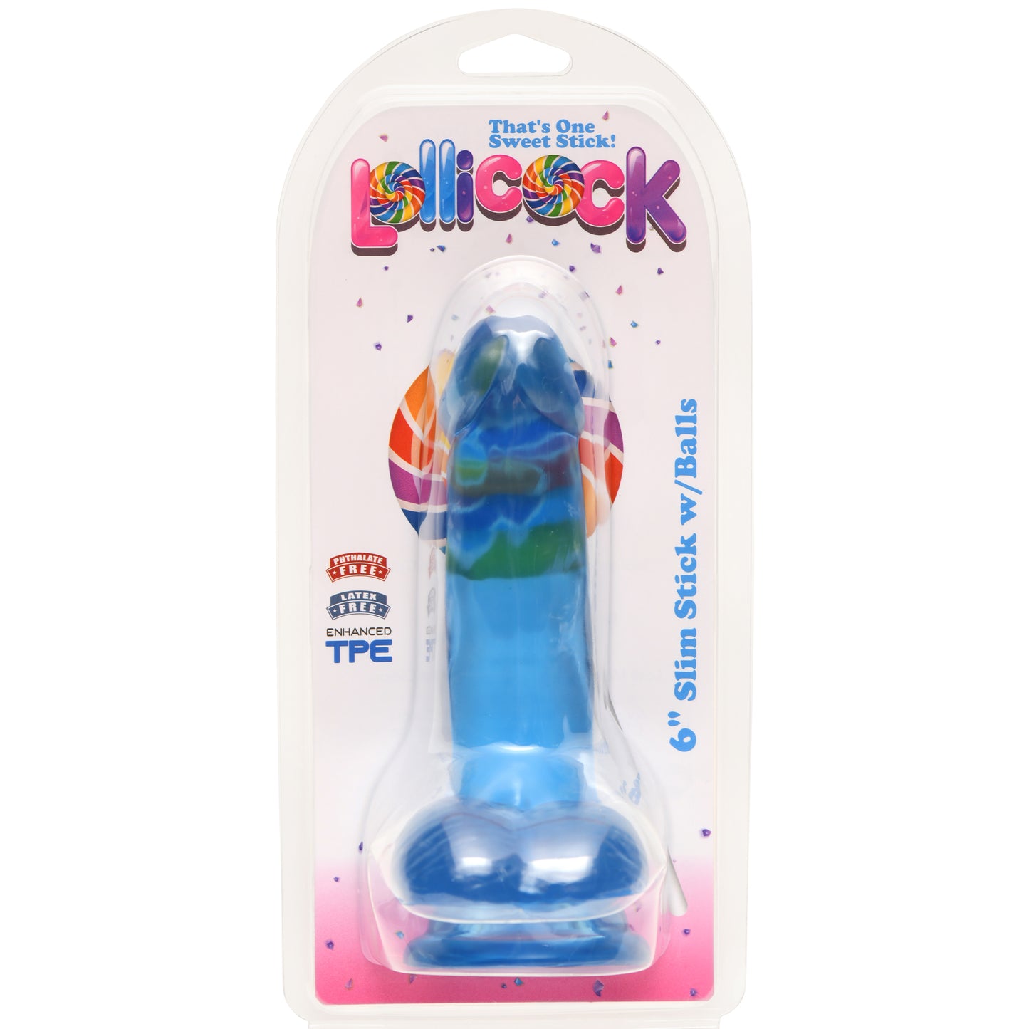 Inch Slim Stick With Balls Berry Ice Dildo