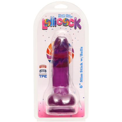 Inch Slim Stick With Balls Grape Ice Dildo