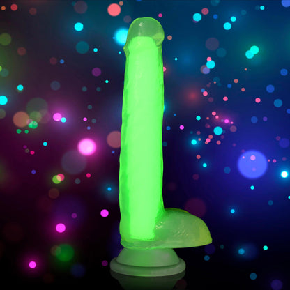 7 Inch Glow-in-the-dark Silicone Dildo With Balls